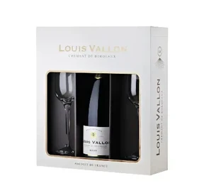Вино игристое белое брют Louis Vallon Cremant de Bordeaux Brut, 0.75 л п/у + 2 бокала