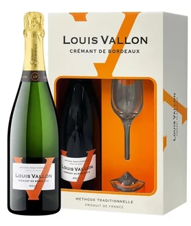 Вино игристое белое брют Louis Vallon Cremant de Bordeaux, 0.75 л п/у + 1 бокал Вино игристое белое брют Louis Vallon Cremant de Bordeaux, 0.75 л п/у + 1 бокал