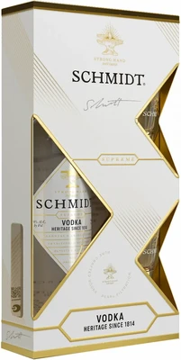Водка Schmidt Supreme, 0.7 л п/у + 2 рюмки