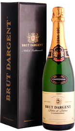 Вино игристое белое полусухое «Dargent Blanc de Blanc Chardonnay Demi Sec» 2013 г. в подарочной упаковке