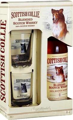Виски шоталндский «Scottish Collie» в подарочной упаковке с 2-мя стаканами