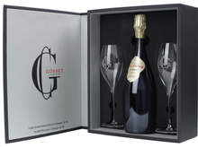 Шампанское белое экстра брют «Gosset Celebris Vintage Extra Brut with 2 Glasses» 2002 г. подарочный набор