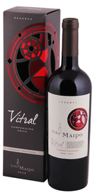 Вино красное сухое «Vina Maipo Vitral Cabernet Sauvignon Reserva» в подарочной упаковке