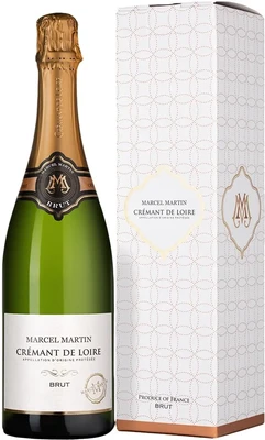 Вино игристое белое брют Marcel Martin Cremant de Loire AOP Brut, 0.75 л в подарочной упаковке