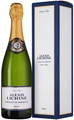 Вино игристое белое брют Alexis Lichine Cremant de Bordeaux AOP Brut, 0.75 л в подарочной упаковке