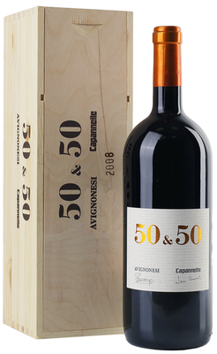 Вино красное сухое «Avignonesi-Capannelle 50 & 50 Vino da Tavola di Toscana» 2008 г. в деревянной коробке