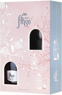 Вино игристое розовое брют Ahso Brut Rose, 0.75 л в подарочной упаковке с бокалом