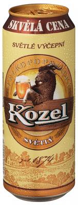 Пиво «Velkopopovicky Kozel, 0.5 л» в жестяной банке, нефильтрованное