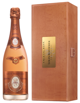 Шампанское розовое брют «Cristal Rose» 2007 г. в деревянной коробке