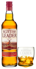 Виски Шотландский «Deanston Scottish Leader» со стеклянным бокалом