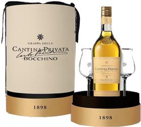 Граппа «Cantina Privata Bocchino 8 anni» подарочный набор с двумя бокалами