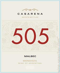Вино красное сухое «Casarena 505 Malbec» 2015 г.