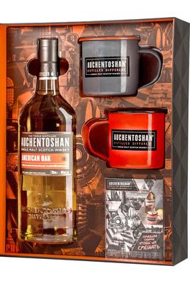 Виски шотландский «Auchentoshan American Oak» в подарочной упаковке, с двумя кружками