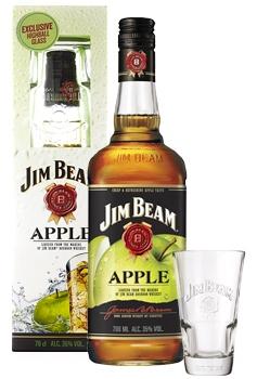 Виски американский «Jim Beam Apple» в подарочной упаковке с 2-мя стаканами