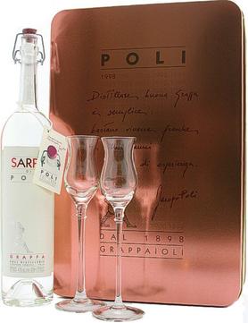 Граппа «Grappa Sarpa di Poli» в подарочной упаковке с двумя бокалами
