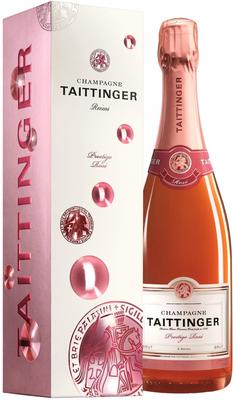 Шампанское розовое брют «Taittinger Prestige Rose Brut, 0.75 л» в подарочной упаковке