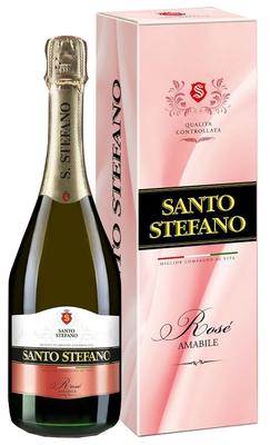 Винный напиток газированный розовый полусладкий «Santo Stefano Rose» в подарочной упаковке