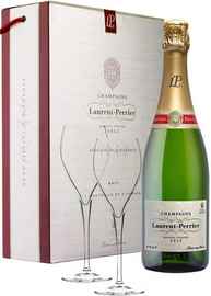 Шампанское белое брют «Laurent-Perrier Brut» подарочный набор с двумя бокалами