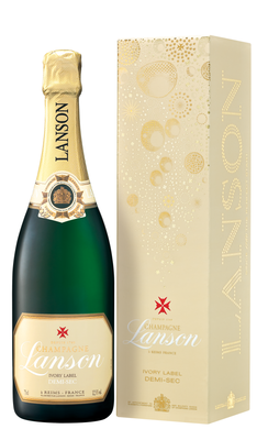 Шампанское белое полусладкое «Lanson Ivory Label Demi-Sec» в подарочной упаковке