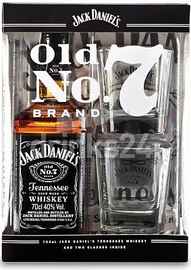 Виски американский «Jack Daniels» в картонной подарочной упаковке + 2 стакана