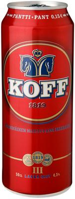 Пиво светлое пастеризованное «Koff, 0.45 л» в жестяной банке