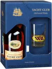 Виски шотландский «Yacht Club» в подарочной упаковке со стаканом