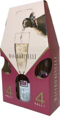 Вино игристое белое полусладкое «Mastro Binelli Malvasia» в подарочной упаковке с 2-мя стаканами