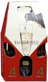 Вино игристое белое брют «Mastro Binelli Brut» в подарочной упаковке с 2-мя бокалами