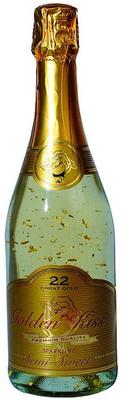 Вино игристое белое полусладкое «Golden Kiss» с включением блесток из золота