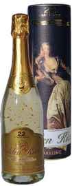 Вино игристое белое брют «Golden Kiss Brut» с включением блесток из золота, в тубе
