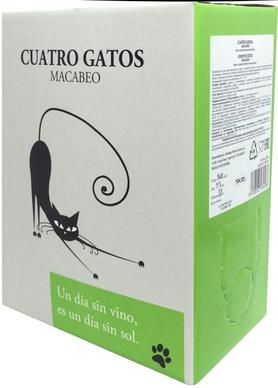 Вино белое полусладкое «Cuatro Gatos Macabeo» Тетра Пак