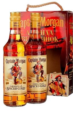 Ром «Captain Morgan Spiced Gold» набор из 2-х бутылок в подарочной упаковке