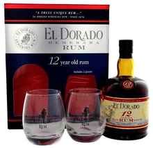 Ром «El Dorado 12 years old» в подарочной упаковке с 2-мя стаканами