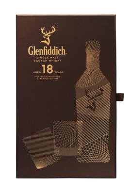 Виски шотландский «Glenfiddich 18 Years Old» в подарочной упаковке с 2-мя стаканами