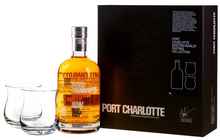 Виски шотландский «Bruichladdich Port Charlotte» в подарочной упаковке с 2-мя стаканами