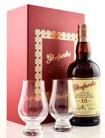 Виски шотландский «Glenfarclas 15 years» в подарочной упаковке с 2-мя стаканами