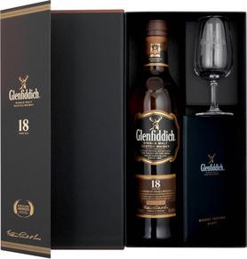 Виски шотландский «Glenfiddich 18 Years Old» в подарочной упаковке со стаканом