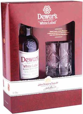 Виски шотландский «Dewar's White Label» в подарочной упаковке с бокалом