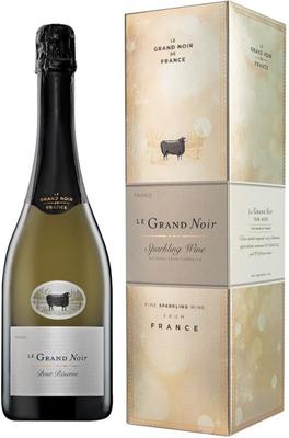 Вино игристое белое брют «Le Grand Noir Brut Reserve» в подарочной упаковке