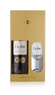 Херес «La Ina Fino» в подарочной упаковке с бокалом