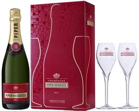 Шампанское белое брют «Piper-Heidsieck Brut» в подарочной упаковке "Офф Трейд" с двумя бокалами
