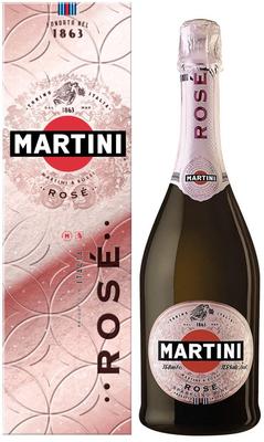 Вино игристое розовое брют «Martini Rose Extra Dry» в подарочной упаковке