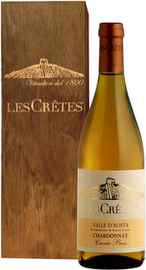 Вино белое сухое «Les Cretes Chardonnay Cuvee Bois» 2014 г., в подарочной деревянной упаковке