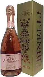 Вино игристое розовое полусладкое «Lambrusco Binelli Premium Rosato» в подарочной упаковке