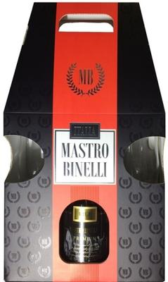 Вино игристое белое брют «Mastro Binelli Premium Brut в подарочной упаковке с 2-мя бокалами»