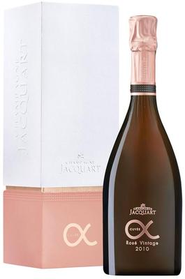 Шампанское розовое брют «Champagne Jacquart Cuvee Alpha Rose Vintage» 2010 г., в подарочной упаковке