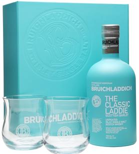 Виски шотландский «Bruichladdich Scottish Barley» в подарочной упаковке с 2-мя стаканами