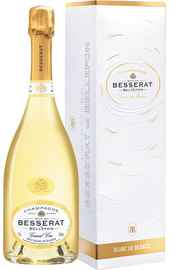 Шампанское белое брют «Brut Blanc De blancs Cuvee Des Moines Besserat De Bellefon» в подарочной упаковке