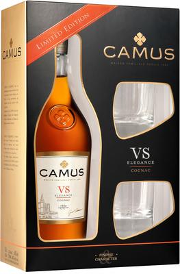 Коньяк французский «Camus VS Elegance» в подарочной упаковке с 2-мя стаканами