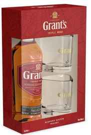 Виски шотландский «Grant's Triple Wood 3 Years Old» в подарочной упаковке с 2-мя стаканами
